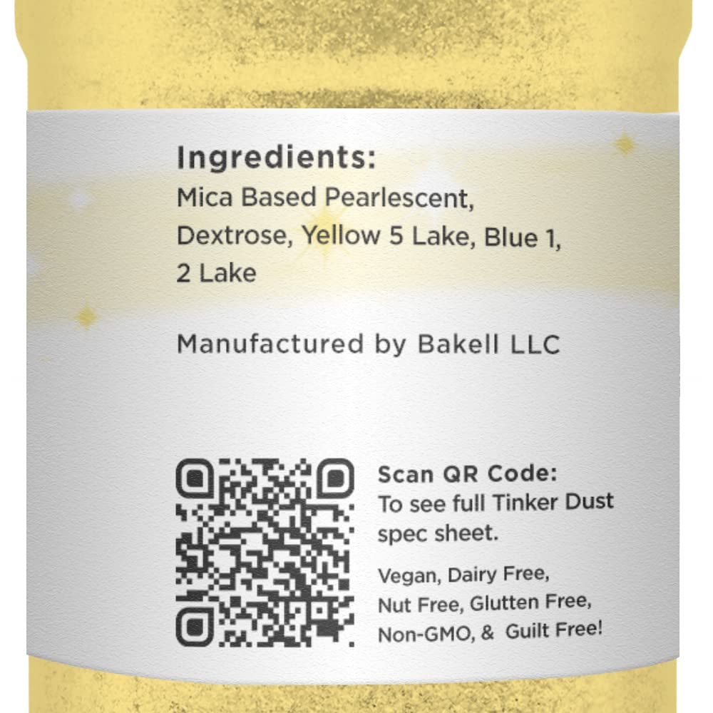 BAKELL Neon Yellow Edible Glitter, 45 Grams | TINKER DUST Edible Glitter | KOSHER Certified | 100% Edible Glitter | Cakes, Cupcakes, Cake Pops, Drinks, Dessert Vegan Glitter & Dusts (45g Shaker, Neon Yellow)