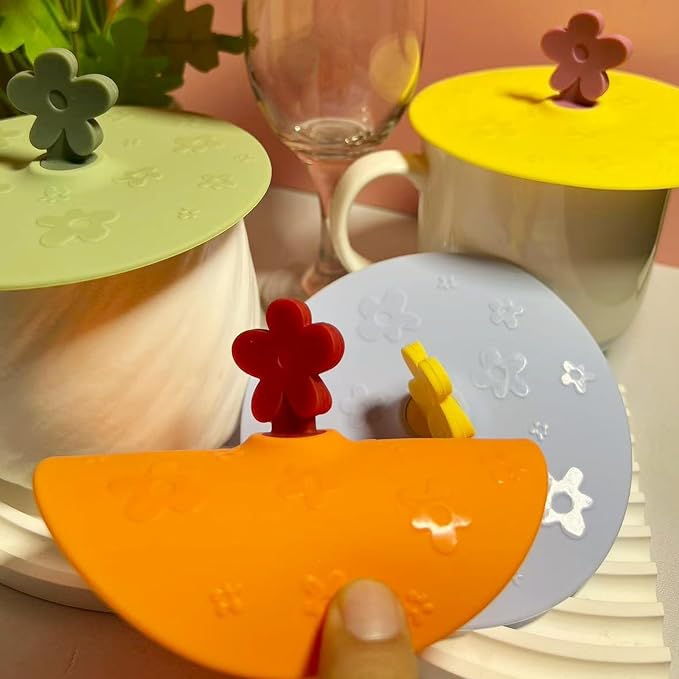 flower Silicone Cup Covers, Flexible Mug Covers, Tea Pots, Hot Cup Lids - Image 4