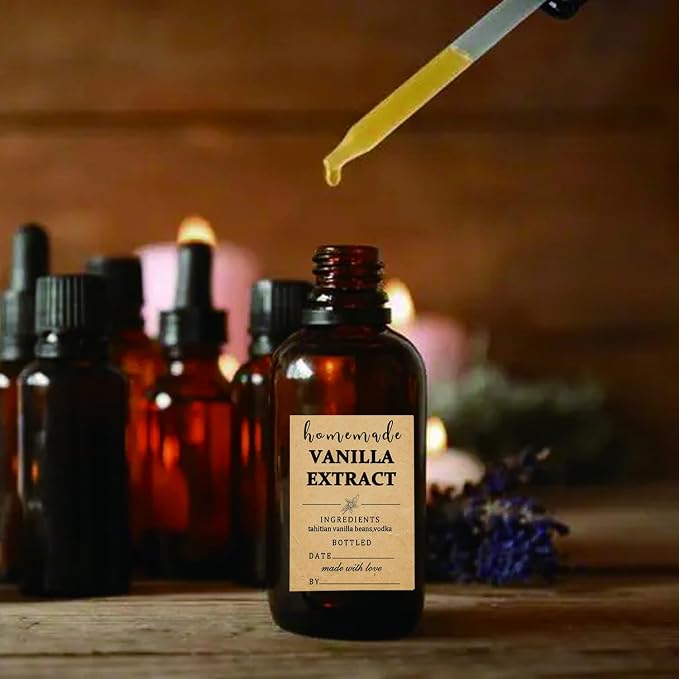 48 Pack Kraft Homemade Vanilla Extract Stickers 1.5×2 inch Square Personalized - Image 6