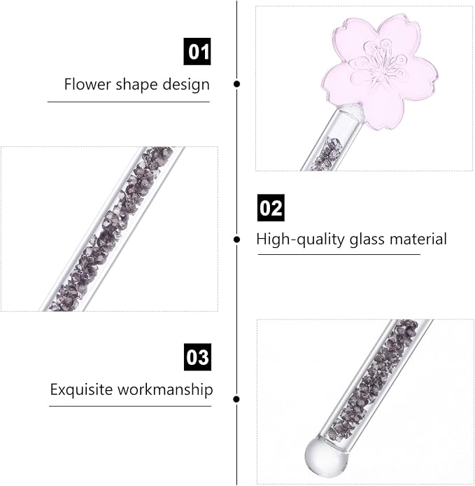 KALLORY 1pc Flower Glass Stirring Rod - Image 3