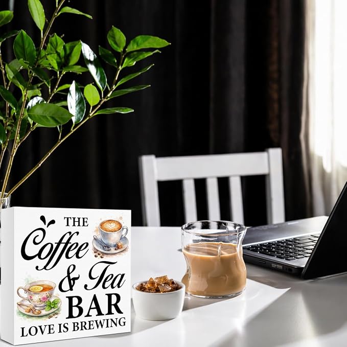 Coffee Bar Decor, Funny Tea Station Table Decor, The Coffee & Tea Bar Love Is - Image 3