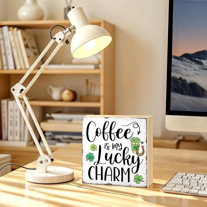 Coffee Is My Lucky Charm Wood Block Plaque Box Sign - Image 5