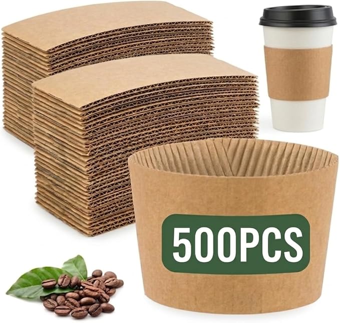 500 Pcs Coffee Cup Sleeves Disposable – Corrugated Kraft Paper Cup Sleeves by Unknown
