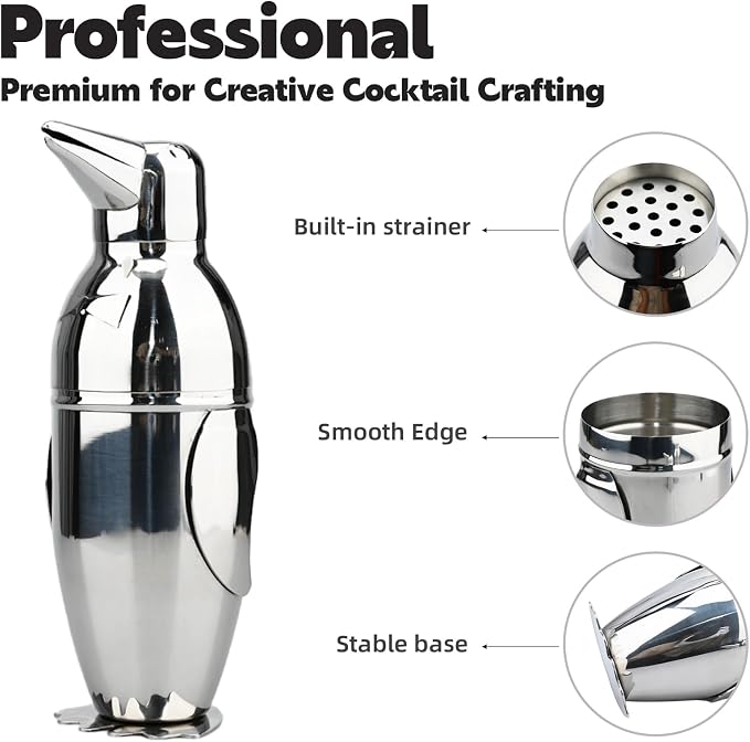 Penguin Cocktail Shaker, Bartender Shakers 17oz - Image 3