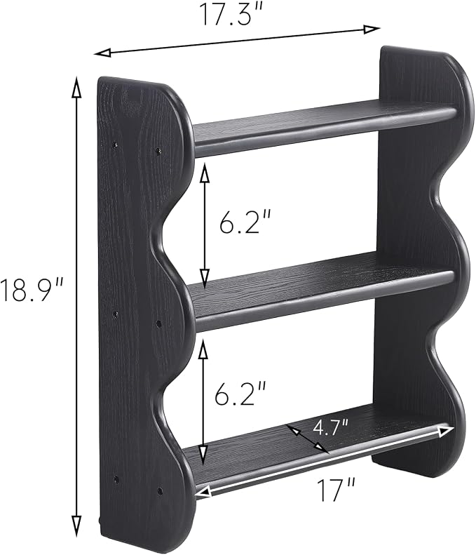 100% Solid Wood Floating Shelf, Vintage Wall Shelves Wall Mounted Storage Rack - Image 2