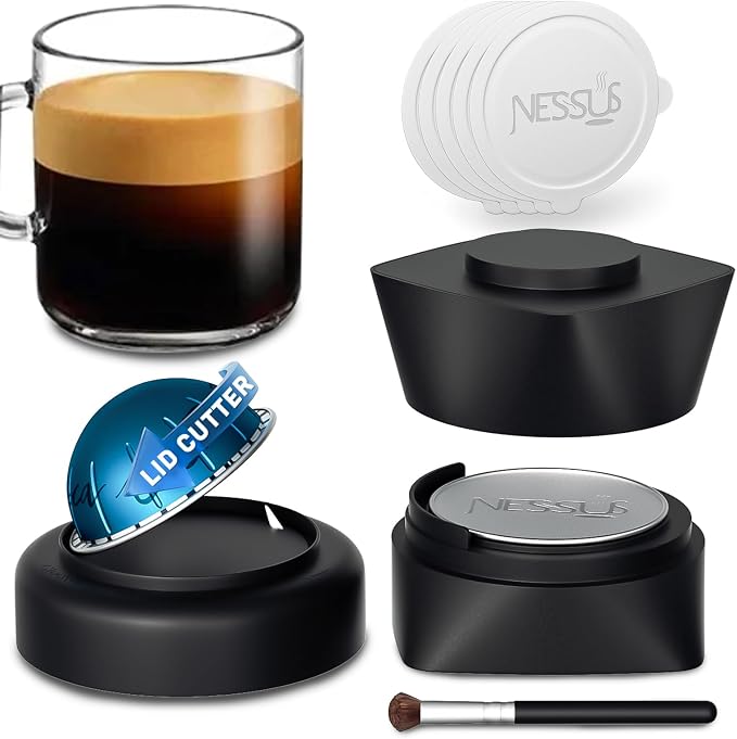 NESSUS Refill Kit for Reusable Nespresso Vertuo Pods, Lid Quick Opener for by Nessus