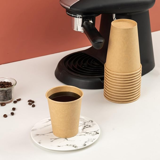RACETOP 100 Pack 12 oz Coffee Cups, Disposable Coffee Cups, Kraft Paper Cups - Image 2