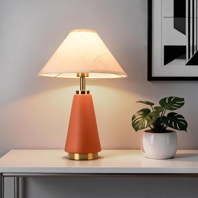 18.11 Inch Mid Century Modern Orange Table Lamp Set of 2, MCM - Image 8