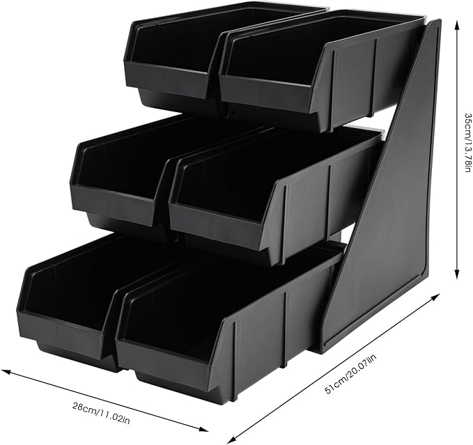 6 Compartment Serve Condiment Bin, 3-Tier Self Serve Condiment Bin Stand - Image 5