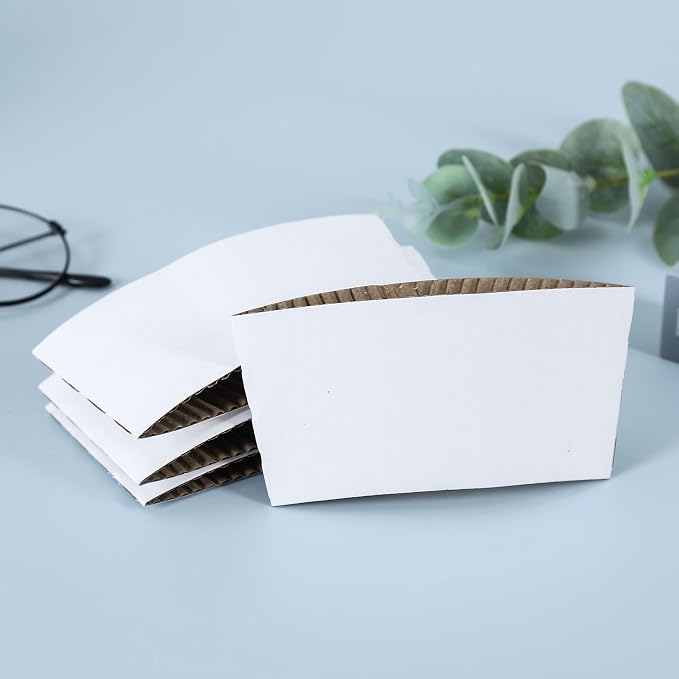 20-100PCS Custom White Paper Coffee Cup Sleeves, Disposable Cardboard Cup - Image 3