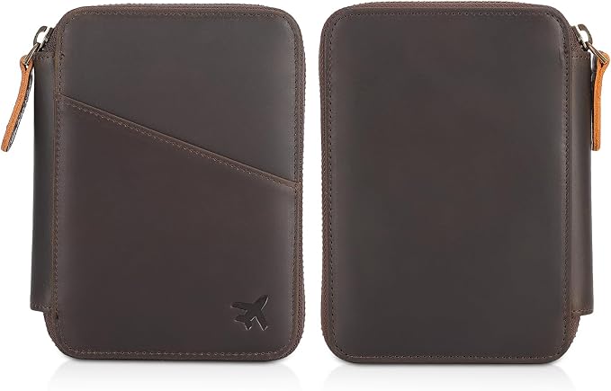 Polare Leather Pilot Wallet Passport Holder RFID Blocking Tri-fold Travel Cover - Image 7