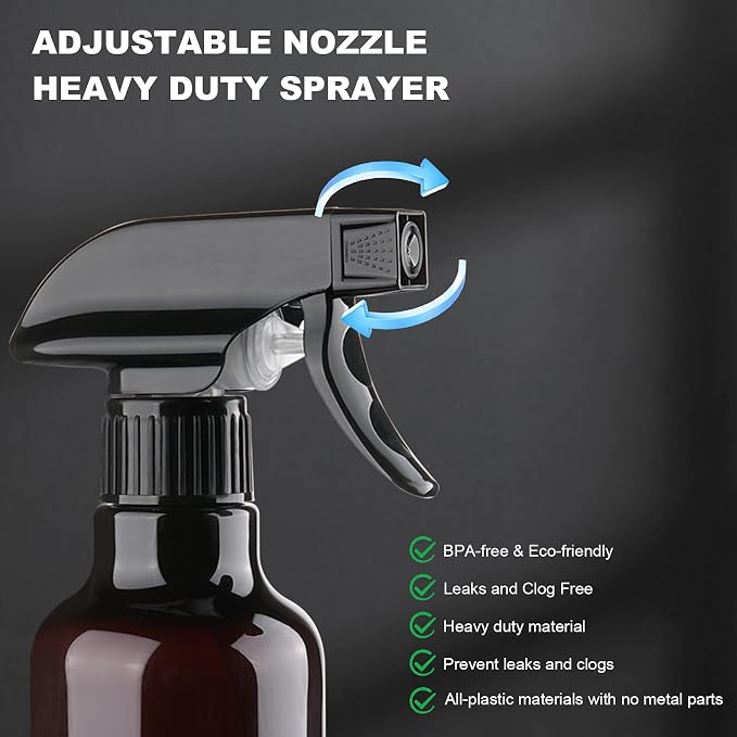 Plastic Spray Bottles 12oz 2 Pack Adjustable Mist/Stream Spraying Heavy Duty - Image 4