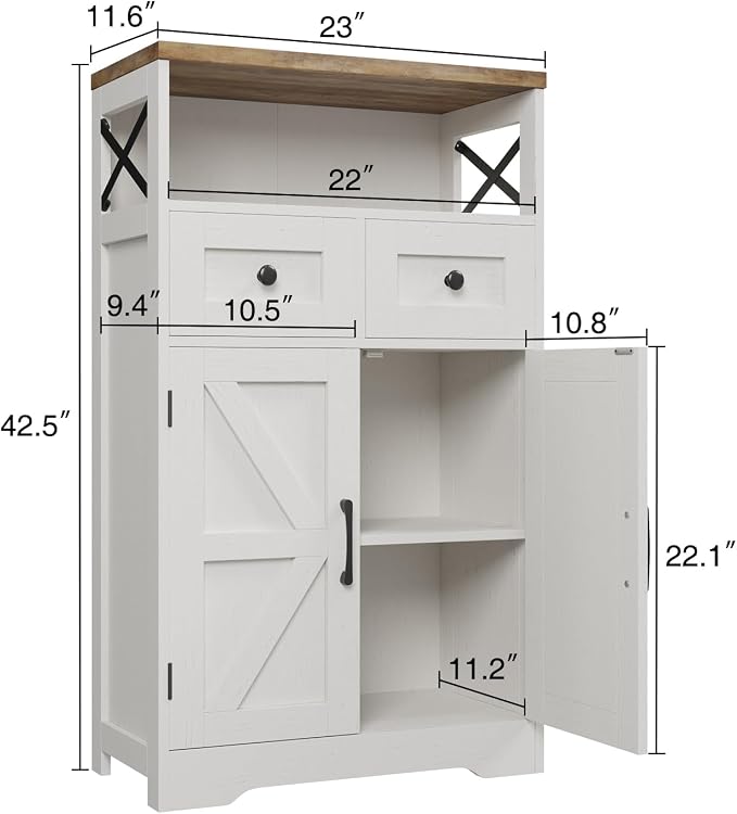 Befrases Farmhouse White Storage Cabinet - Image 2