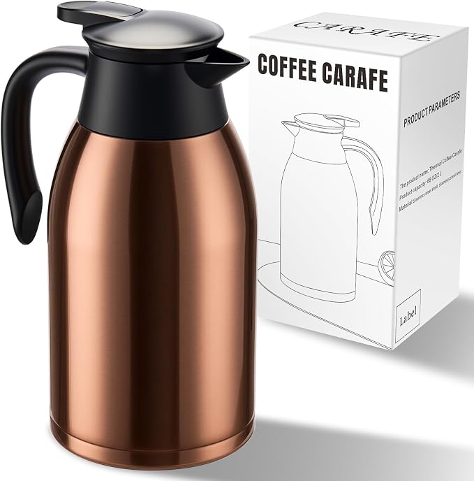 PARACITY 68oz Thermal Coffee Carafe Stainless Steel, Coffee Carafes by PARACITY