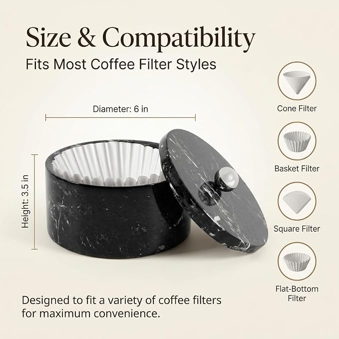 Marble Coffee Filter Holder – 6 inch Handmade Black Coffee Filter Holder - Image 7