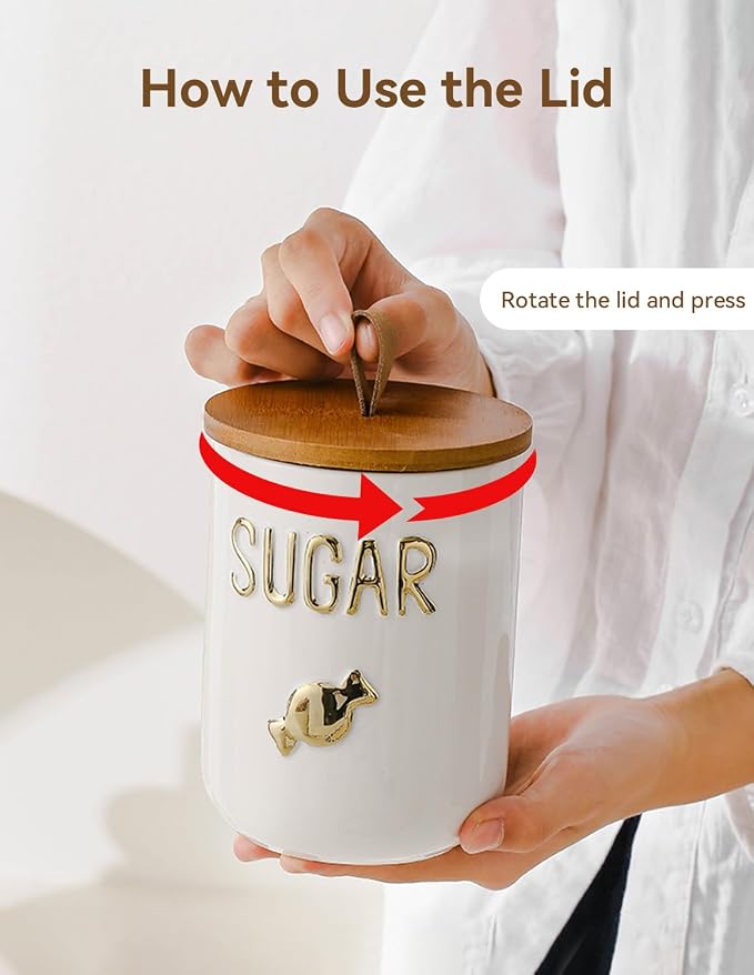 Ceramics Coffee Canisters with Airtight Lids, Simple Style Coffee Bean Storage - Image 3
