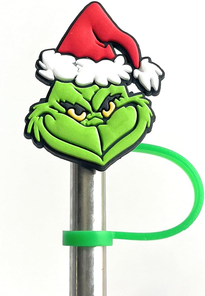 6 Pack 8mm Fun Christmas Straw Toppers Sleigh Tree Snowflake Santa - Image 4