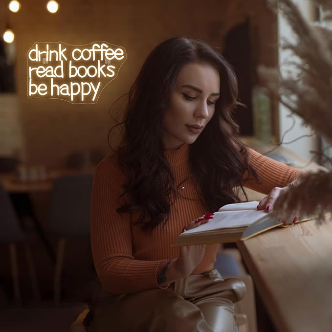 Looklight Drink Coffee Read Books Be Happy Neon Sign Warm White Read Books Led - Image 5