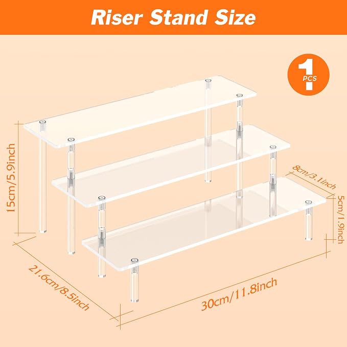 3 Tier Acrylic Display Risers, Large Perfume Organizer Stand, Display Shelves - Image 2