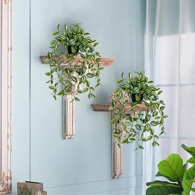 2 Pack Fake Hanging Plants for Shelf in Back Pot, Small Artificial Hanging Ivy - Image 4