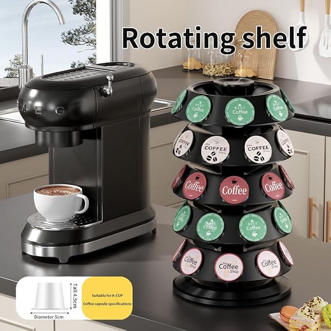 SAVORI 40 Capacity Rotating K-Cup Holder, 5-Tier Black Coffee Pod Carousel - Image 2
