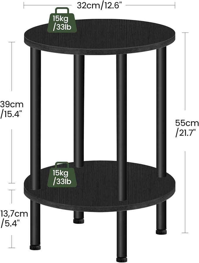CHOEZON Side Table Set of 2, 2-Tier Round End Table, Small Nightstand - Image 3