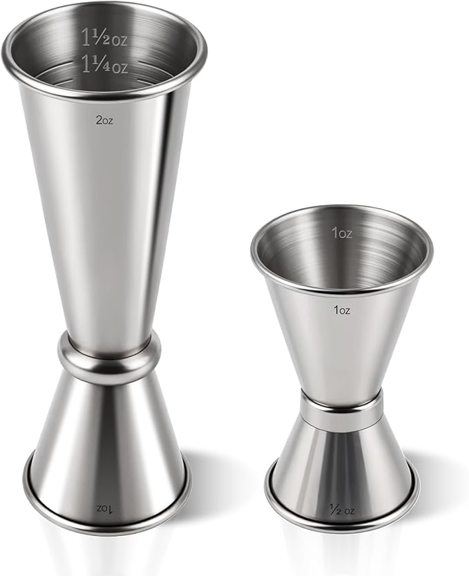 2-Pack Stainless Steel Cocktail Jiggers – Japanese Style Double Measuring Cups by Unknown