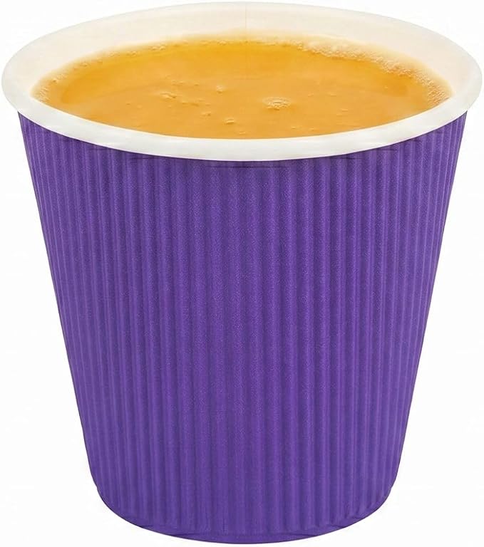 Restaurantware Ripple Wall Coffee Cups 25 Count 8 Ounce Insulated Royal Purple - Image 6