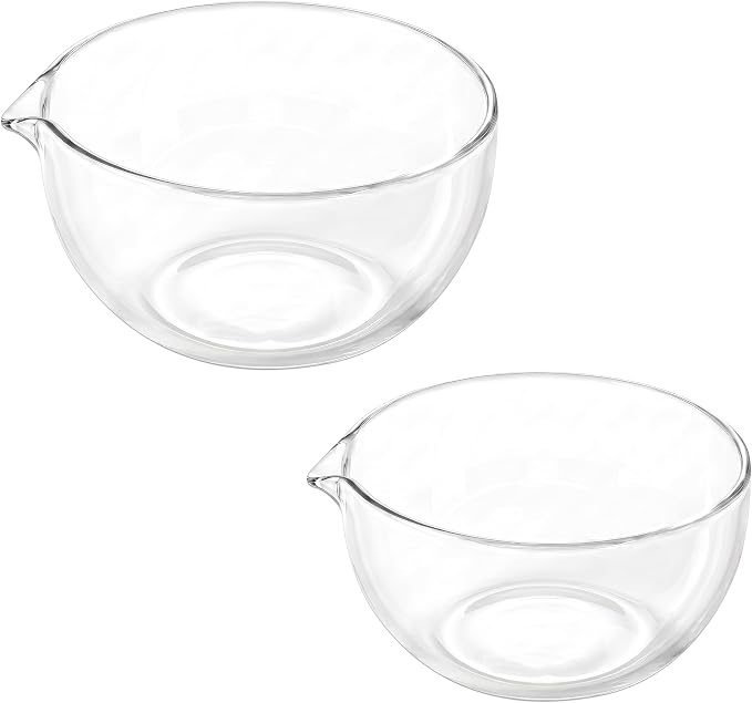 EIKS Glass Bowls with Spout for Mixing and Serving Sauce Jam Salad Coffee Milk by EIKS