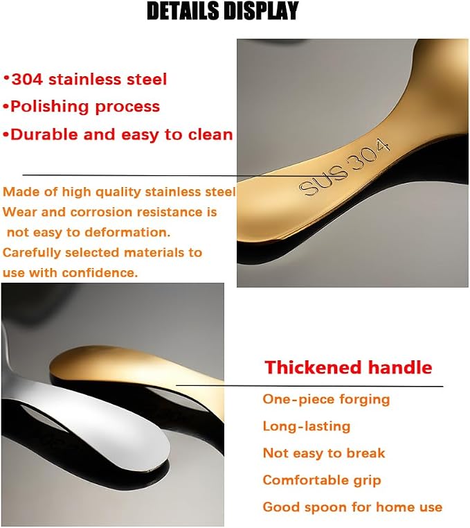 5PCS Short Handle Spoon, Stainless Steel Mini Spoons Thickened Small Round Spoon - Image 5