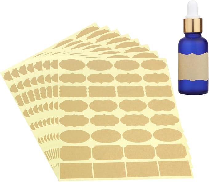 Wisdompro Fancy Shape Kraft Label Stickers, Self Adhesive Gift Tag Stickers by Wisdompro