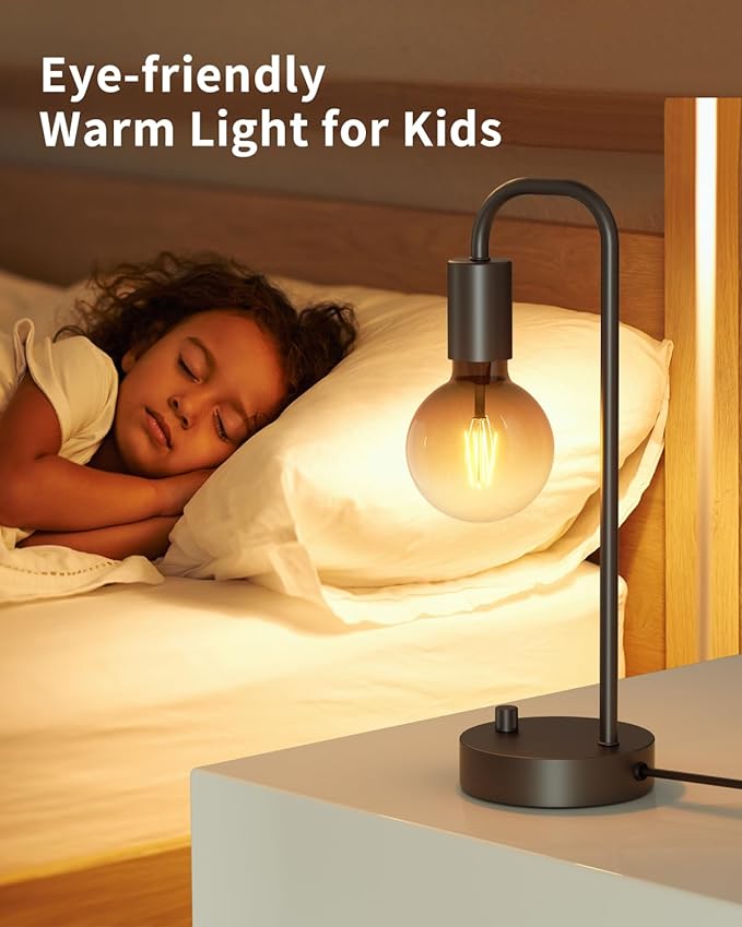 ONEWISH Industrial Table Lamp Set of 2, Fully Dimmable Beside Lamp - Image 4