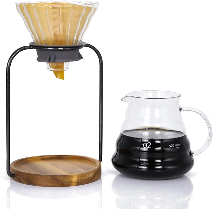 SOTECH Pour Over Coffee Dripper Set, Filter Holder Glass Server - Image 5