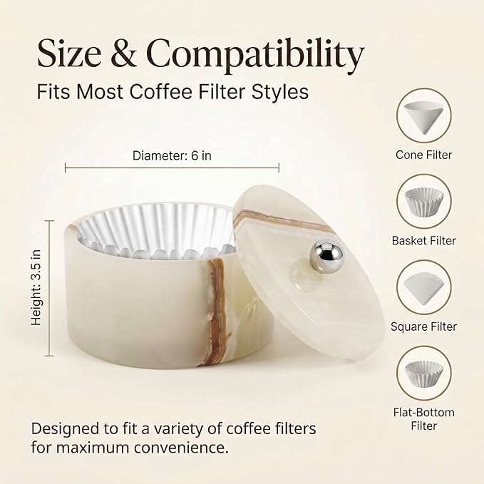 Marble Coffee Filter Holder – 6 inch Handmade White Onyx Coffee Filter Holder - Image 7