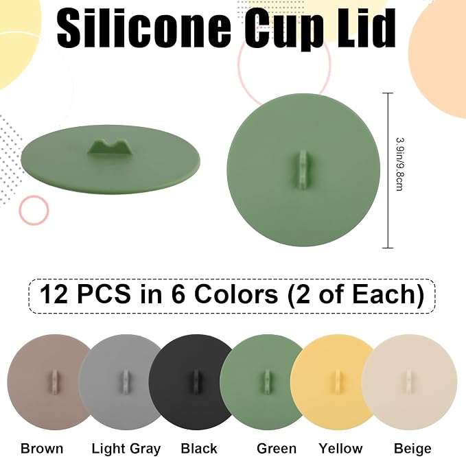 12 Pcs Silicone Cup Lids Silicone Cup Covers 3.9 Inch Diameter Food Grade - Image 3