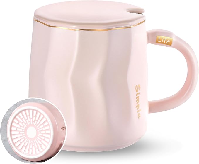 Flat Bottom Coffee Mug for Mug Warmer – 13.5 oz Ceramic Cup by KRGMNHR