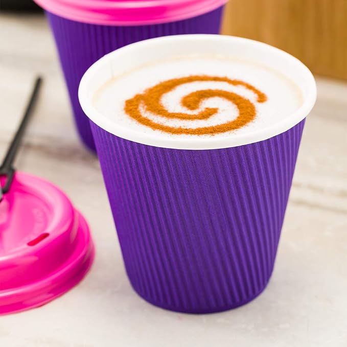 Restaurantware Ripple Wall Coffee Cups 25 Count 8 Ounce Insulated Royal Purple - Image 10