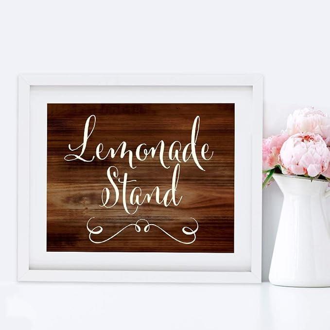 Andaz Press Wedding Party Signs, Rustic Wood Print, 8.5x11-inch, Lemonade Stand - Image 5