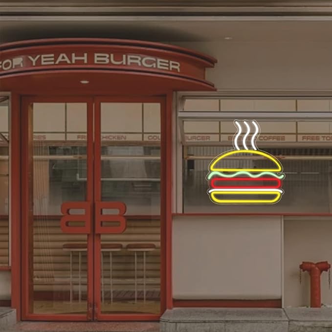 Burgers Neon Sign for Wall Decor Dimmable Hamburger Led Neon Light Business - Image 9