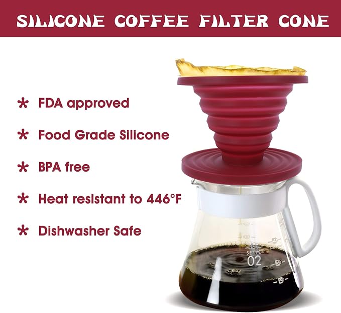 Prasacco Pour Over Coffee Dripper Foldable Travel Pour Over Coffee Maker | - Image 3