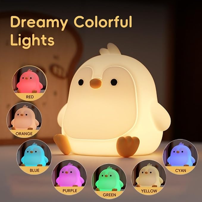 Penguin Night Light for Adults, Dimmable Cute Silicone Animal Nightlight - Image 2
