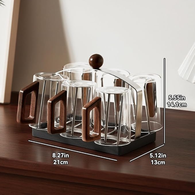 Stainless Steel 6 Cups Mug Holder Drying Rack Stand Drinking Glass Cup Holder - Image 2