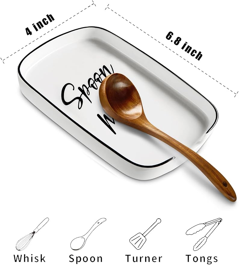 ABRUTY Spoon Rest for Stove Top, Ceramic Spoon Holder for Counter, Modern - Image 2