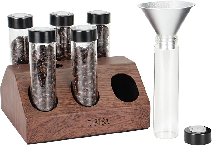 DIBTSA Coffee Bean Cellars, 6 Single Dose Espresso Beans Storage Container Tubes by DIBTSA