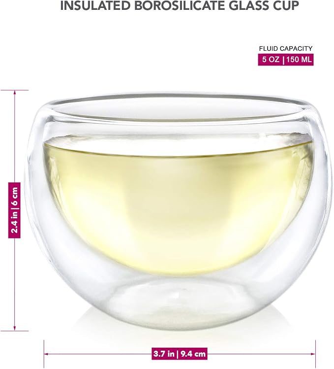 Teabloom Double Walled Cups – Set of 2 Insulated Glass Cups - Image 2