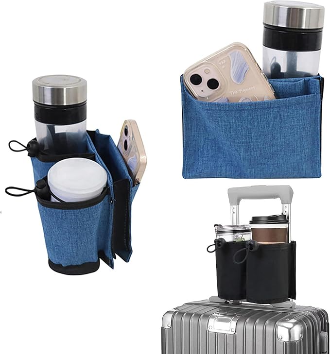 Luggage Cup Holder, Travel Gear, Drink Carrier Hold Two Coffee Mugs, Fits Roll - Image 4
