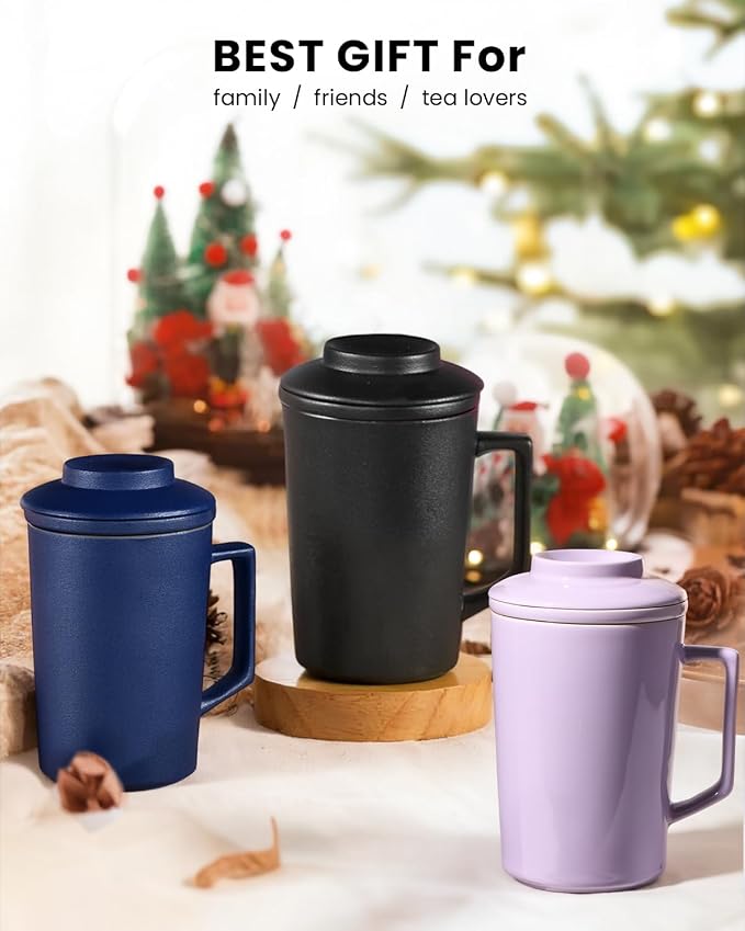 15 OZ Ceramic Tea Cup with Infuser and Lid, Tea Mug with All-Porcelain Strainer - Image 6