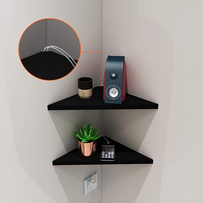 evron Corner Mounting Shelf Set of 2 – Easy to Install Floating Wall Shelves - Image 6