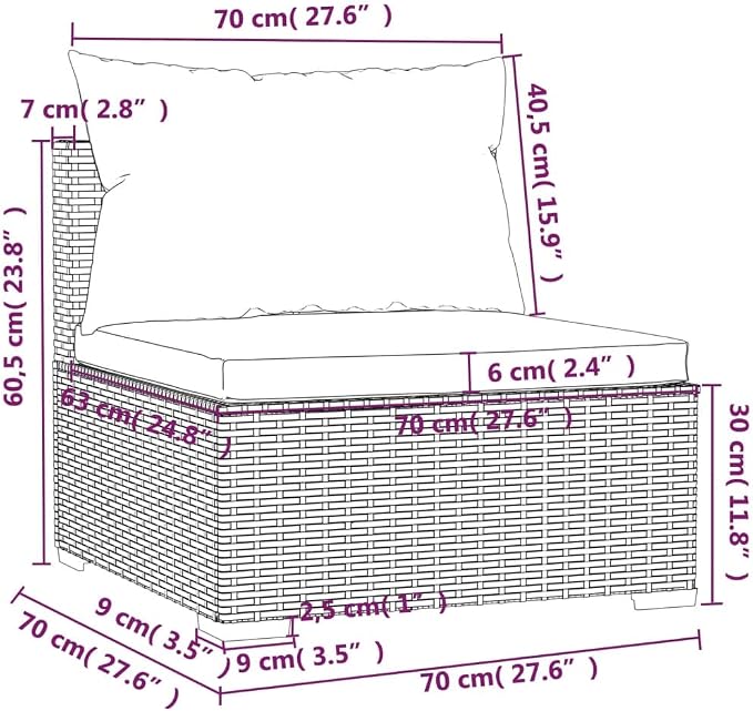 7-Piece Garden Lounge Set Brown PE Rattan Modular Outdoor Sectional Sofa - Image 9