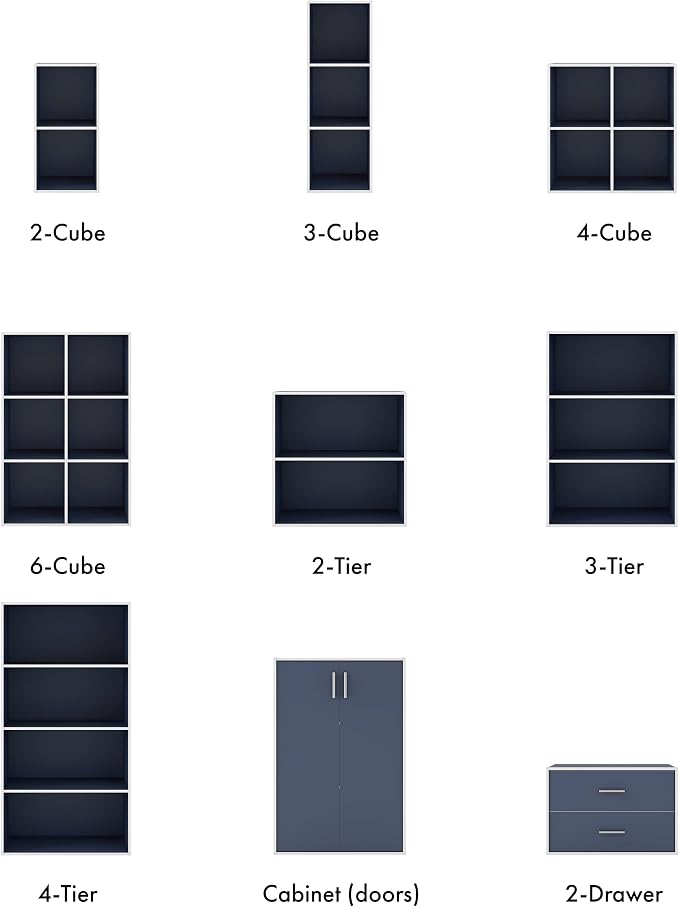 Homes: Inside + Out Apexa 3-Cube Storage Organizer Shelves, Stackable Wood - Image 9